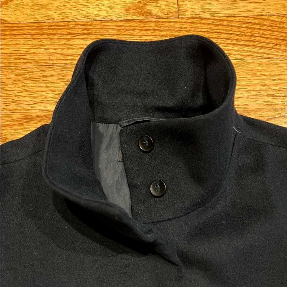 Uniqlo Navy Wool & Cashmere Mix Light-Weight button Down Coat - Picture 10 of 12